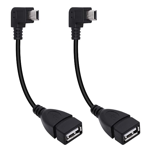 90 Degree Mini USB to USB A OTG Adapter Cable 5.5in Left Angle Mini USB 5-Pin by Xilaghy