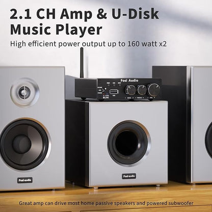 Fosi Audio BL20C Bluetooth 5.0 Stereo Audio Receiver Amplifier 320 Watts 2.1 CH - Image 3
