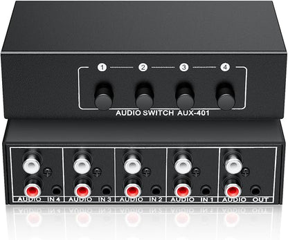 3.5mm Aux + RCA L/R Audio Switch Box 4 in 1 Out Bidirectional, BolAAzuL Stereo by BolAAzuL