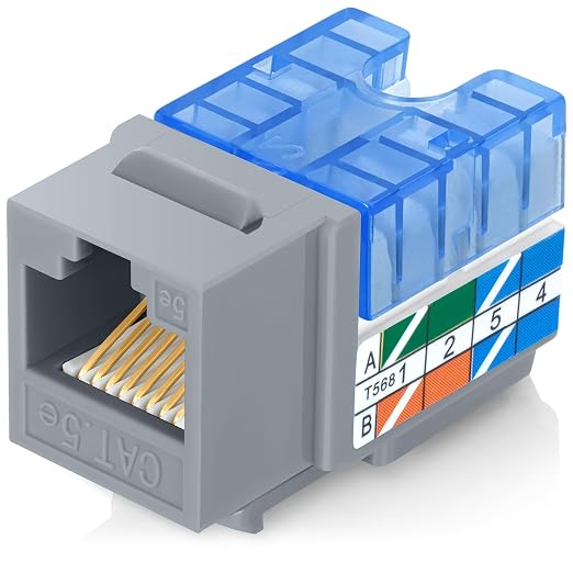 Everest 90° Angled RJ45 Cat5e Keystone Jacks 50-Pack in Gray by EverestMediaSolutions