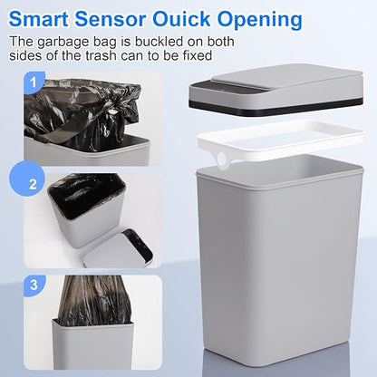 Anborry Smart Touchless Bathroom Trash Can 2.2 Gallon Automatic Motion Sensor - Image 6