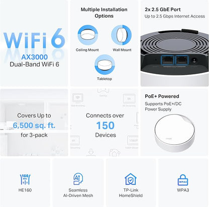 TP-Link Deco X50 AX3000 Mesh WiFi System – Ceiling/Wall-Mountable WiFi 6 Mesh - Image 3