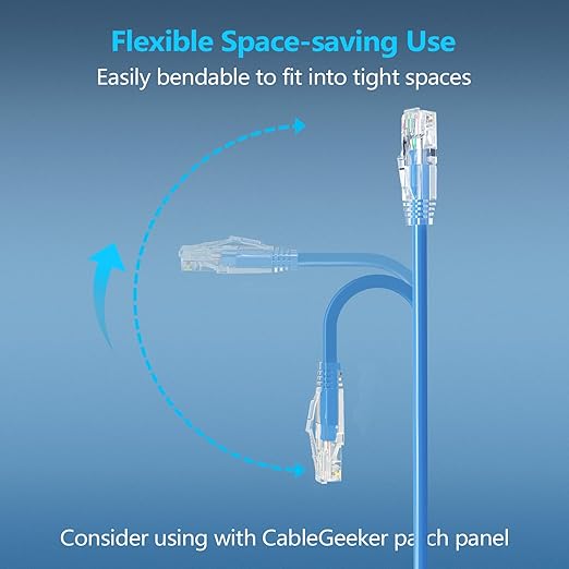 CableGeeker Patch Cables Cat6a 1ft Slim, Cat6 Ethernet Patch Cable 10G Support - Image 3