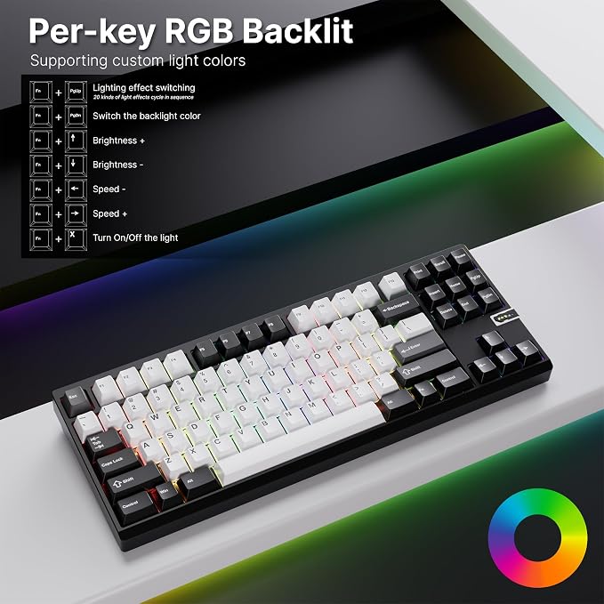 Chilkey ND TKL Aluminum Mechanical Keyboard, 87 Keys Tenkeyless Wireless Gaming - Image 8