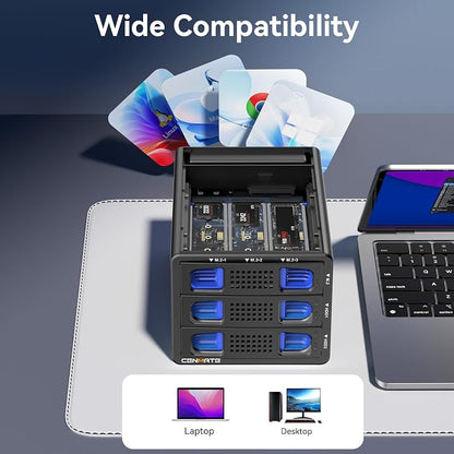 Hybrid 2*2.5/3.5" SATA HDD/SSD+3* M / B+M Key M.2 NVMe Enclosure - Image 9