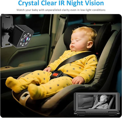 Baby Car Camera for 2 Kids, 6.86" 1080P HD Split Screen Baby Monitor - Image 4