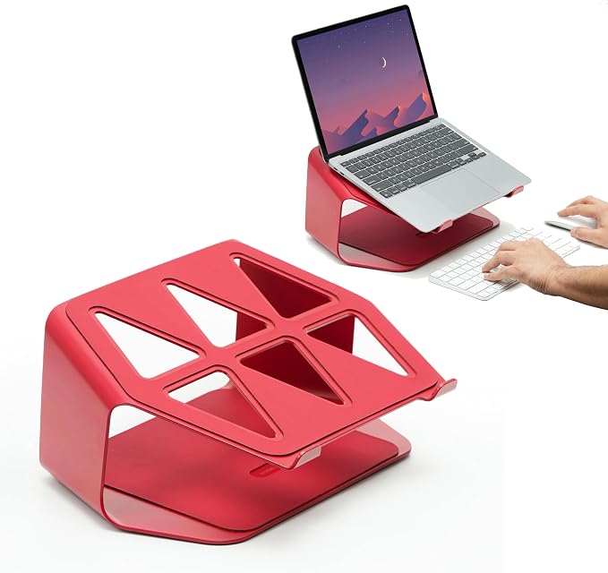 NUMIN Facet Laptop Station Red | Laptop Tabletop Stand Tall Height Ventilated | by NUMIN