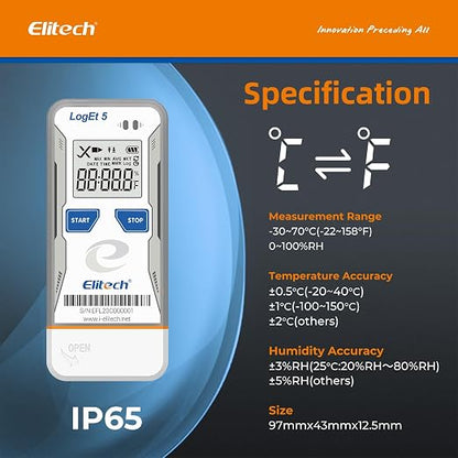 Elitech Bluetooth Temperature Humidity Data Logger FDA Standards, - Image 2