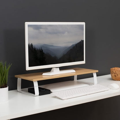 VIVO 24 inch Monitor Stand, Wood and Steel Desktop Riser, Small TV, Ergonomic - Image 2