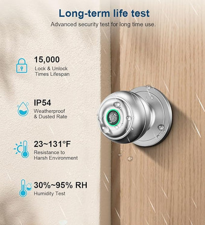 KLLOQUE Fingerprint Door Lock, Smart Fingerprint Door Knob - Image 3