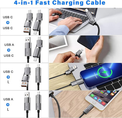 4 in 1 USB C Cable, PD 65W 27W, 480Mbps Data Transfer, Compatible - Image 2