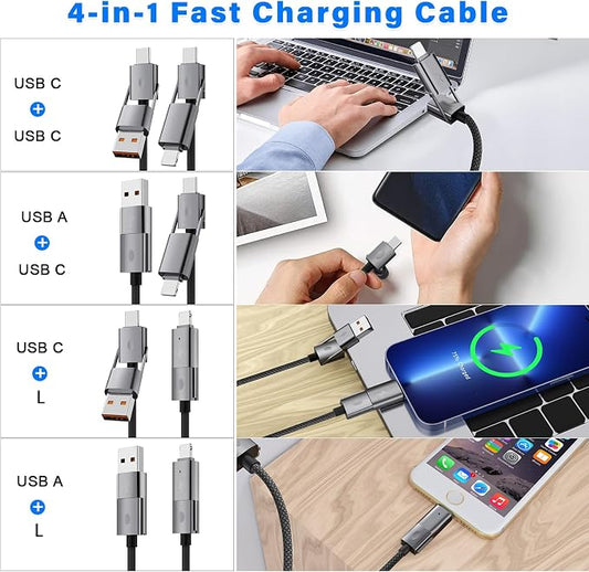 4 in 1 USB C Cable, PD 65W 27W, 480Mbps Data Transfer, Compatible - Image 2