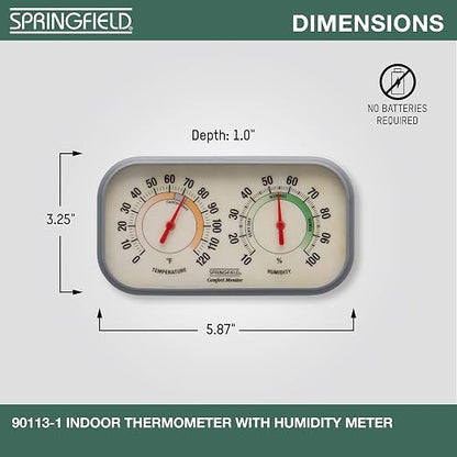 Springfield Color Track Humidity Meter and Indoor Thermometer, Analog Weather - Image 3