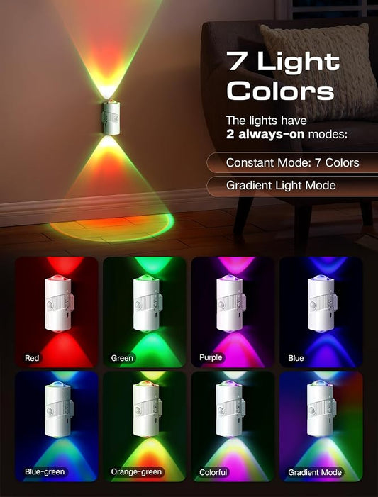 Rechargeable RGB Motion Sensor Night Light, Color Changing LED Wall Lamp - Image 2