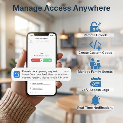 Keyless Entry Door Lock with Built-in WiFi, Fingerprint Smart Lock - Image 5