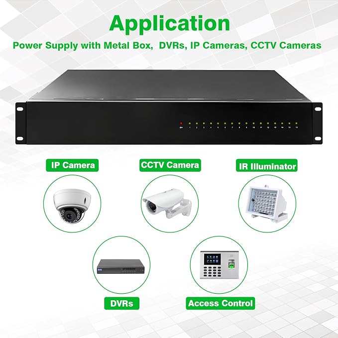 DC 16 Channel VBR CCTV 12V 20A Distributed Power Supply Rack Mount, PTC Reset - Image 4
