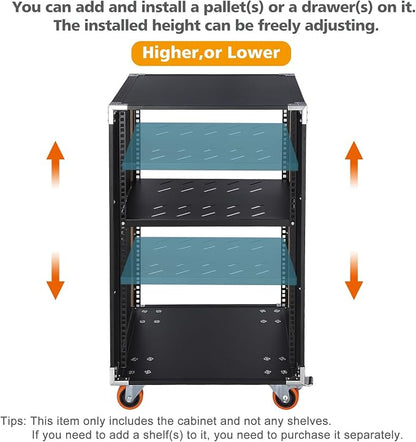 Movable AV Gear Rack 12U 19in Mobile Floor Standing Network Device Storage - Image 3