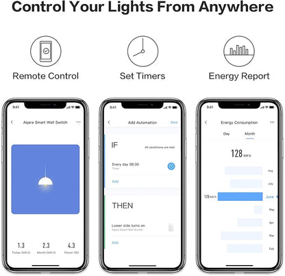 Aqara Smart Light Switch, Requires AQARA HUB, Zigbee Switch, Remote Control and - Image 3
