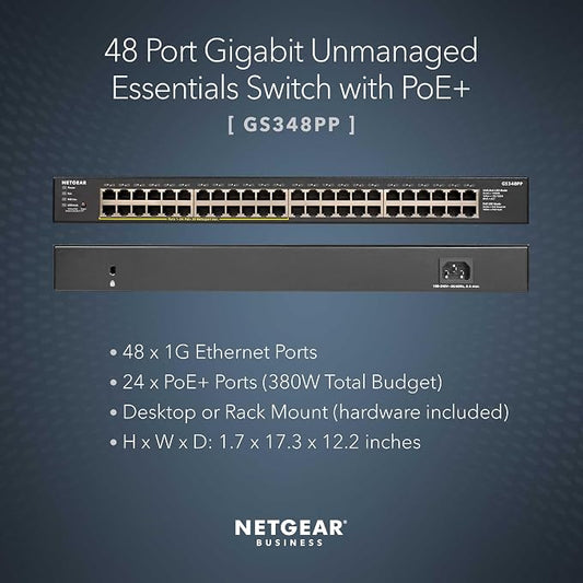 NETGEAR 48-Port PoE+ Gigabit Ethernet Unmanaged Essentials Switch - - Image 2