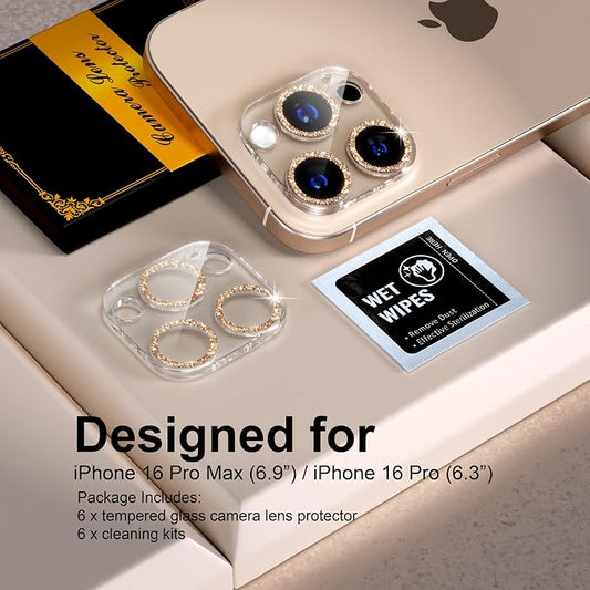 beuxece for 6 Pack iPhone 16 Pro/iPhone 16 Pro Max Camera Lens Protector 9H - Image 2