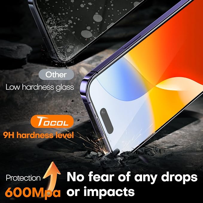 TOCOL for iPhone 14 Pro Screen Protector 9H Hardness Military Grade - Image 5