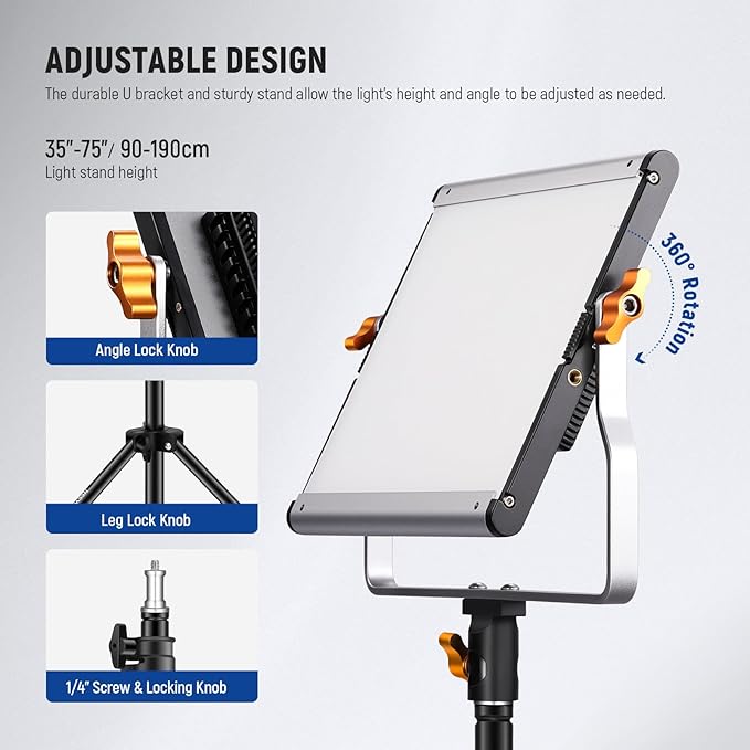 Neewer 2 Pack Dimmable Bi Color 480 LED Video Light Kit - Image 5