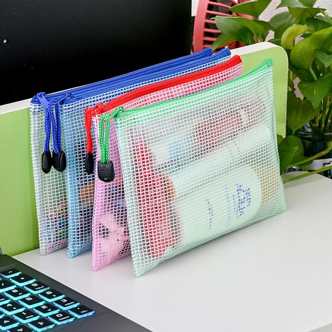 AUSTARK 10 Pcs Zipper File Bags, Waterproof Plastic Mesh Pouch - Image 7
