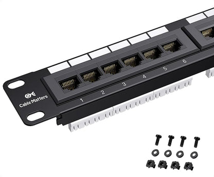 Cable Matters 24 Port Patch Panel Rackmount or Wall Mount 19-Inch, 1U Cat6 by CableMatters