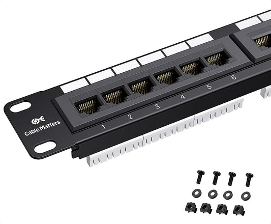 Cable Matters 24 Port Patch Panel Rackmount or Wall Mount 19-Inch, 1U Cat6 by CableMatters