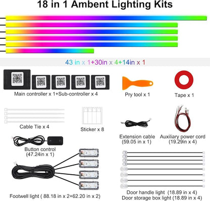 Dreamcolor Acrylic Interior Car LED Strip Lights, 18 in 1 Ambient Lighting Kit - Image 6