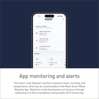 Moen White Flo Smart Water Leak Detector, Water Sensor Alarm - Image 3