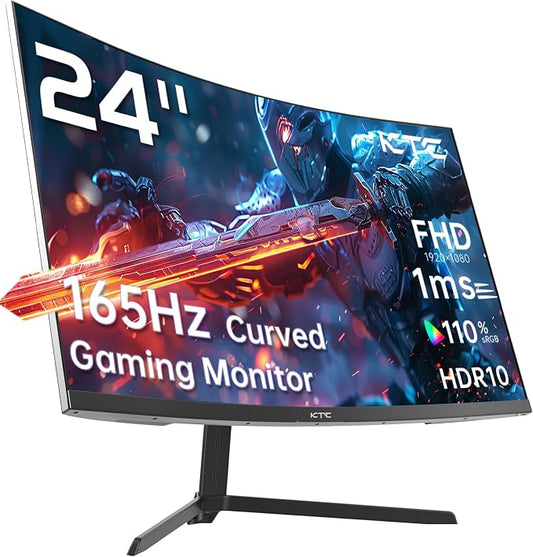 KTC 24 inch 1500R Curved Gaming Monitor 165Hz 1ms FHD 1080p VA Tilt Adaptive by KTC