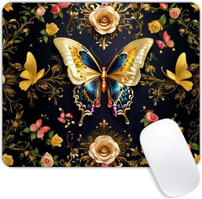 Black Gold Butterfly Mouse pad Customized Mousepad Non-Slip Rubber Base Mouse by Goodsprout