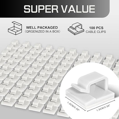 KGROTE 100PCS Cable Clips, Adhesive Wire Clips Strong Cord Clips Wire Holders - Image 2