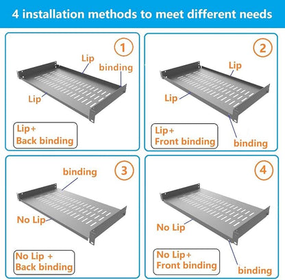 2 Pack of 1U Disassembled Vented Cantilever Server Rack Mount Shelf 10" Deep - Image 3