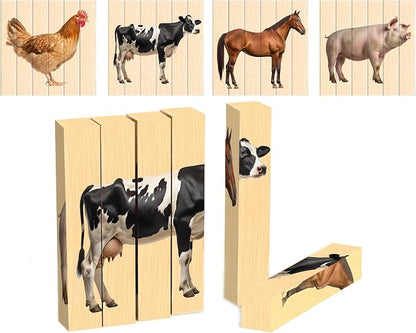 Wooden Animal Chunky Puzzles for Toddlers 2+ Years by MontessoriMe