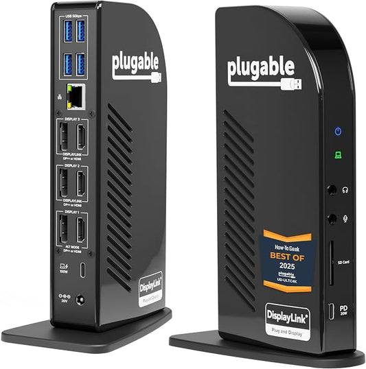 Plugable 13-in-1 USB C Docking Station 4K Triple Monitor by Plugable
