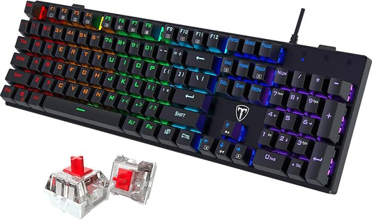 RisoPhy Mechanical Gaming Keyboard, RGB 104 Keys Ultra-Slim LED Backlit USB by RisoPhy