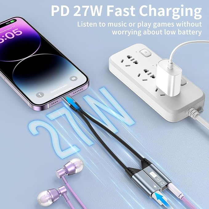 Magnetic Lightning to 3.5mm Headphone Jack Adapter, 2 in 1 iPhone Headphone - Image 3
