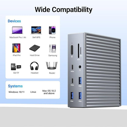 ACASIS USB C Docking Station Dual Monitor, 16-in-1 Laptpop Docking Station - Image 9