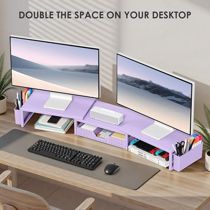 OPNICE Desk Organizers and Accessories, Dual Computer Monitor Stand Riser - Image 4