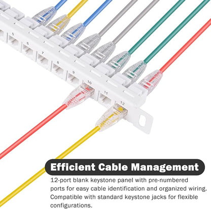 GeeekPi 10 inch 0.5U 12 Port Blank Keystone Patch Panel - Image 3