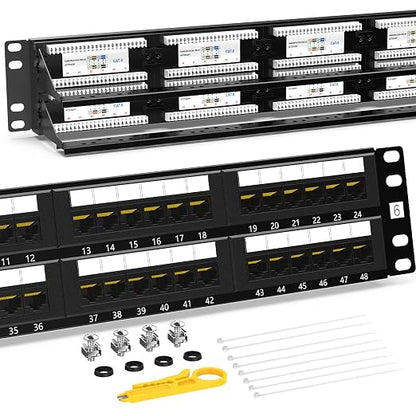 AMPCOM Premium Series CAT6 48 Ports Patch Panel, Rack Mount by AMPCOM