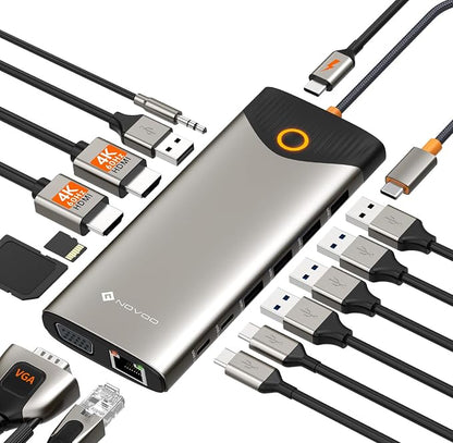 NOVOO USB C Docking Station Dual Monitor, 15 in 1 Laptop Docking Station 3 by NOVOO