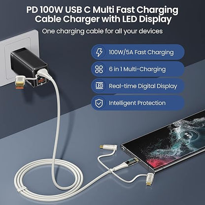 USB C to Multi Charging Cable, USAMS 100W 4FT 5A Type C to Type C Fast Charger - Image 2