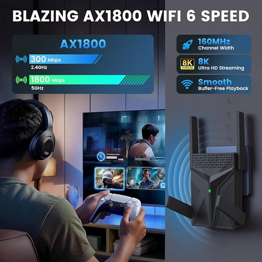 WiFi 6 Extender Signal Booster for Home, AX1800 Dual-Band Wireless Repeater - Image 2