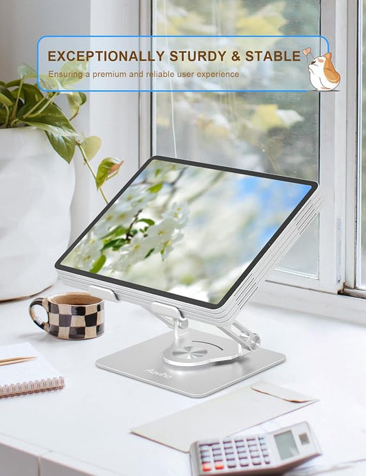 Tablet Stand 360° Rotating Aluminum Holder, Adjustable, Portable and Foldable - Image 2