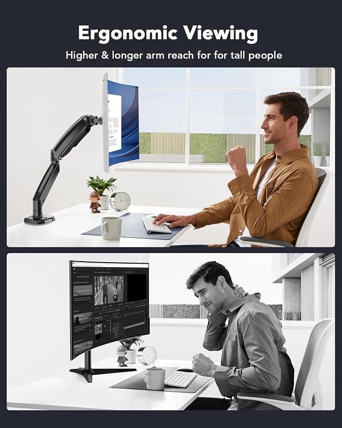 HUANUO Single Monitor Arm for 40 inch Screens, Ultrawide Computer Monitor Mount - Image 5