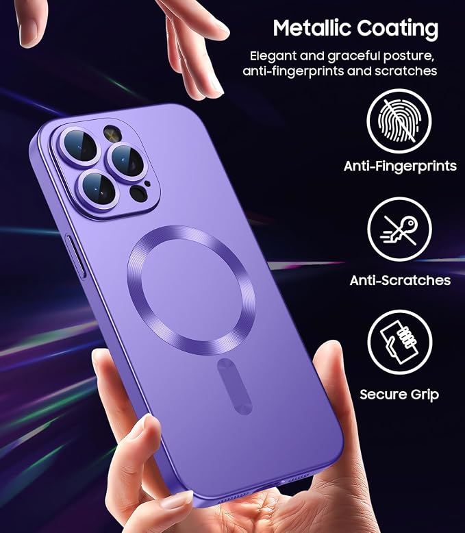Magnetic for iPhone 14 Pro Max Case Slim Soft TPU Bumper Shockproof Metallic - Image 5