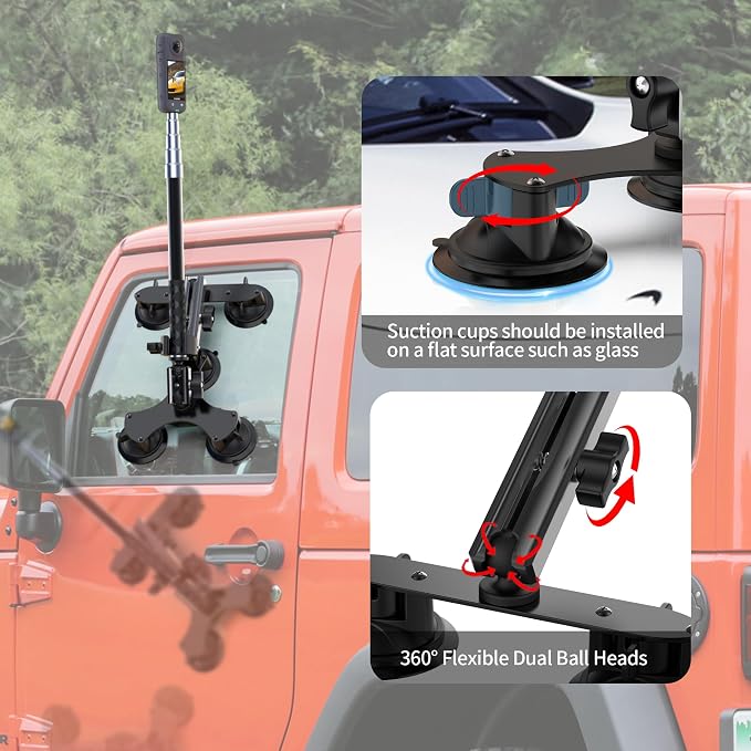 Suction Car Mount for Insta360 x5/X4/X3/X2/GO 3/ONE/GoPro Max-59 Lockable - Image 3
